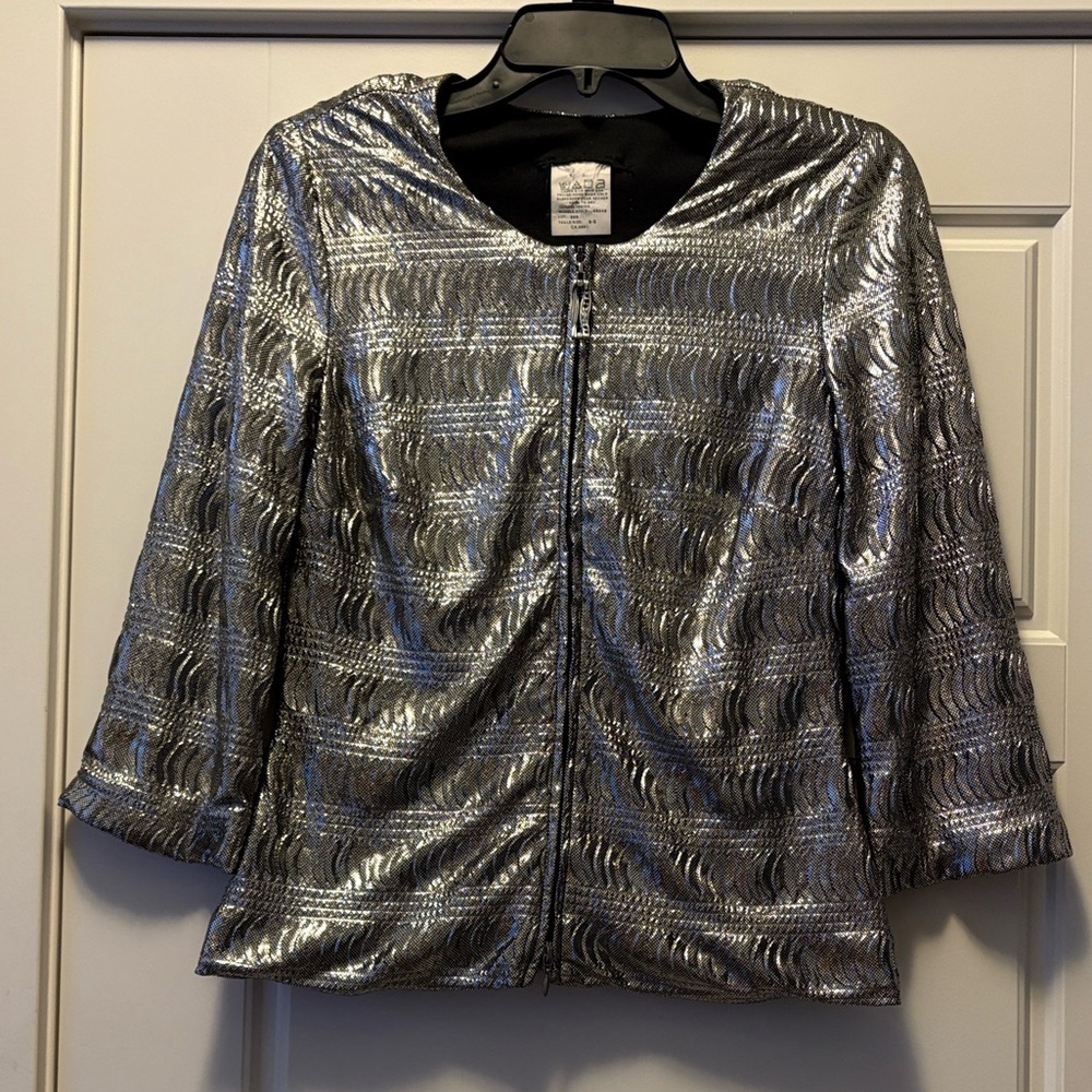 Vintage Silver Metallic Jacket size S. - Picture 4 of 9